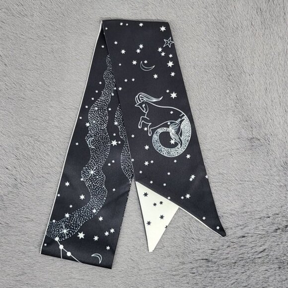 Capricorn Zodiac Sign Silk Twilly Scarf - Picture 3 of 7